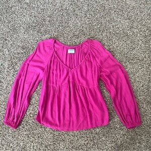 NEW Old Navy Hot Pink V-Neck Long Sleeve Blouse